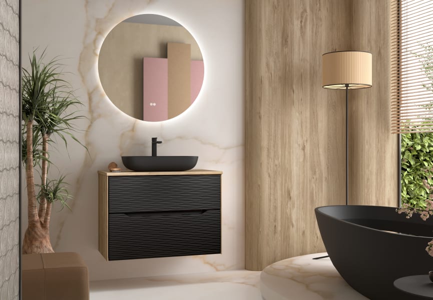 Mueble de baño con encimera de madera Sahara Coycama principal 3