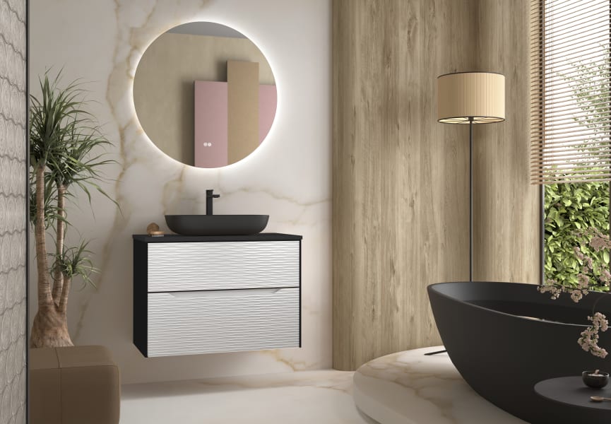 Mueble de baño con encimera de madera Sahara Coycama principal 1