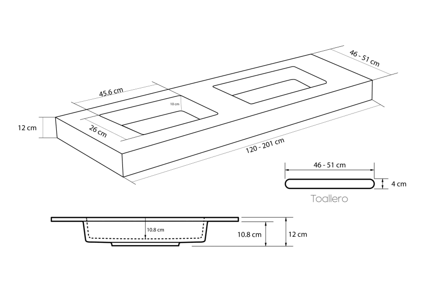 Lavabo suspendido Ideal Bruntec croquis 2
