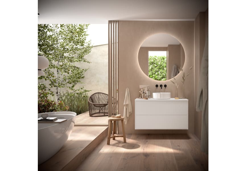 Conjunto mueble de baño con encimera de madera Optimus Salgar principal 1