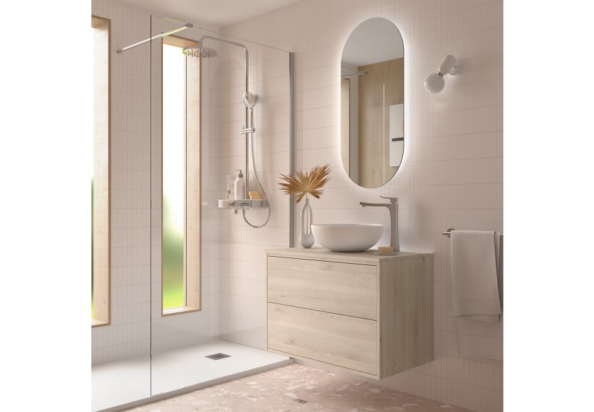 Conjunto mueble de baño con encimera de madera Optimus Salgar ambiente 6