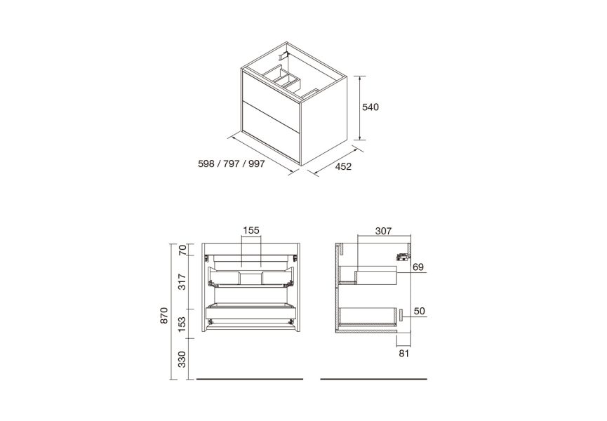 Mueble de baño con lavabo OPTIMUS sobre encimera de SALGAR al mejor precio.