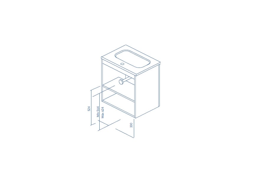 Conjunto completo mueble de baño fondo reducido 35 cm Street Royo croquis 7