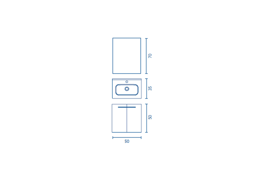 Conjunto completo mueble de baño fondo reducido 35 cm Street Royo croquis 8