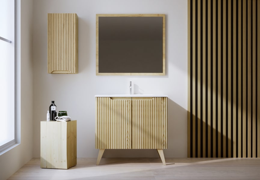 Conjunto de mueble de baño de madera maciza Alpes 14 Bruntec principal 0