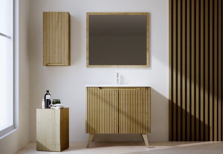 Conjunto de mueble de baño de madera maciza Alpes 14 Bruntec principal 1