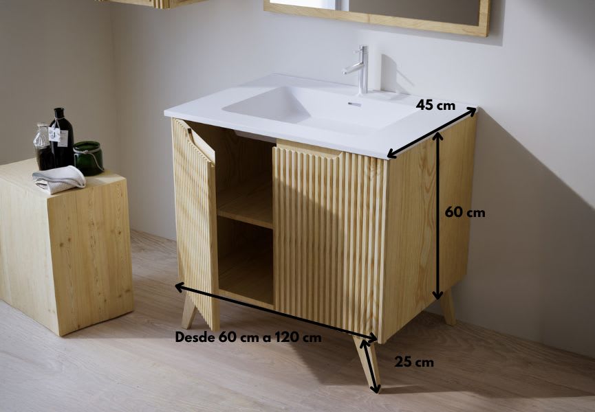 Conjunto de mueble de baño de madera maciza Alpes 14 Bruntec croquis 5