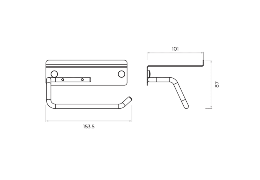 Portarrollos de baño con repisa Essential Medimex croquis 6