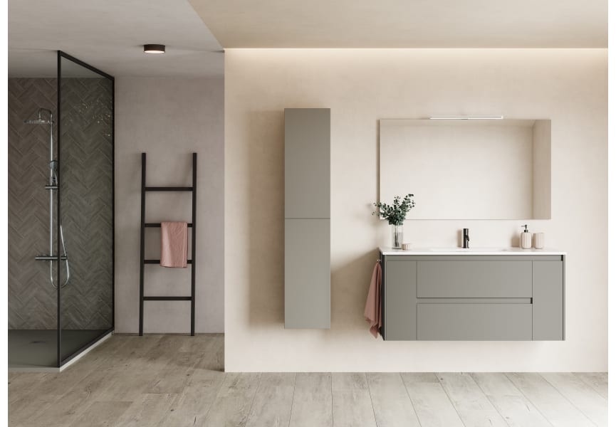 Mueble de Baño con Dos Cajones y Espejo de Pared