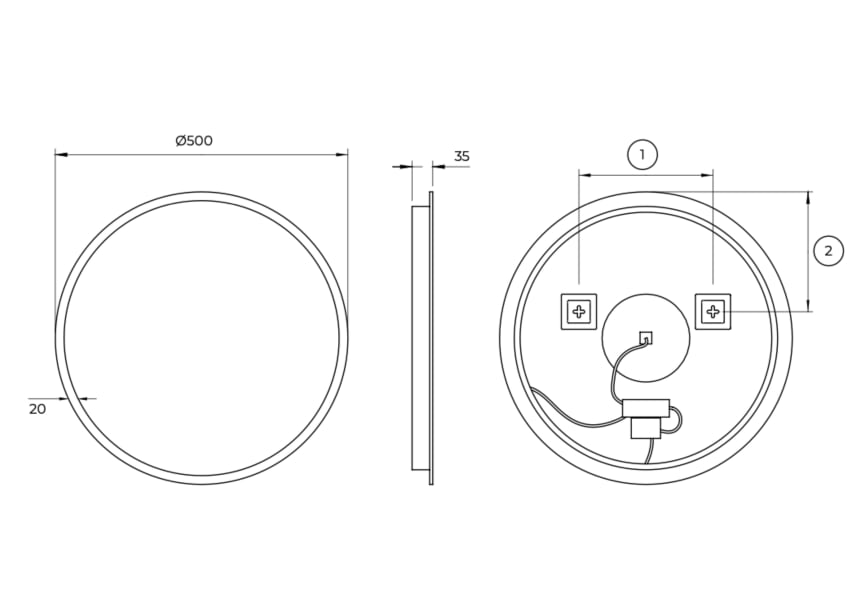 Espejo de baño con luz LED Londres Ledimex croquis 11