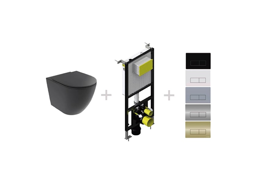 Pack inodoro + cisterna empotrada + pulsador Elba Fossil Natura negro mate principal 0