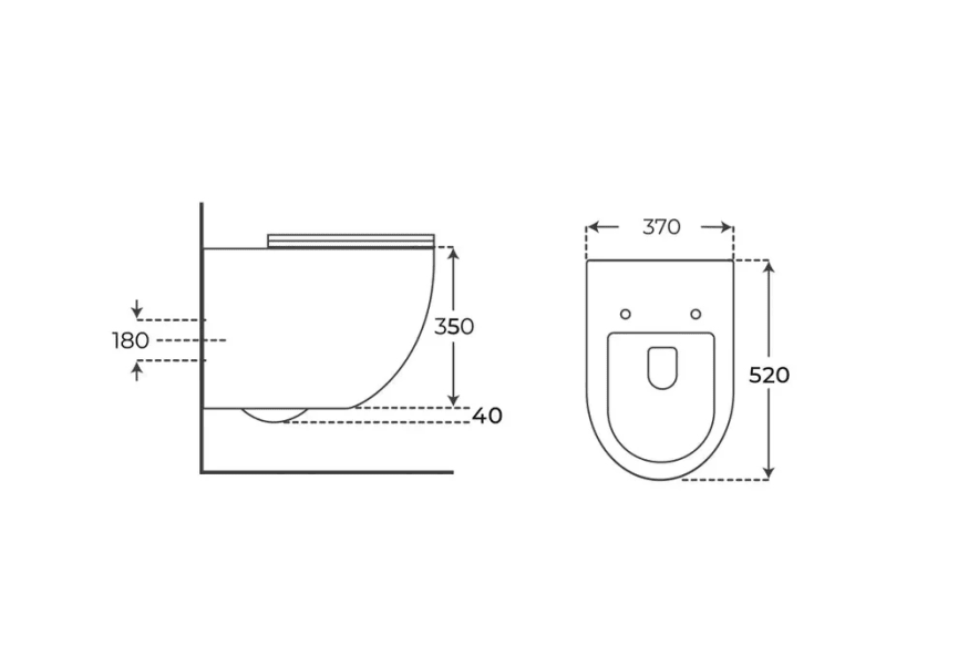 Pack inodoro + cisterna empotrada + pulsador Elba Fossil Natura negro mate croquis 7