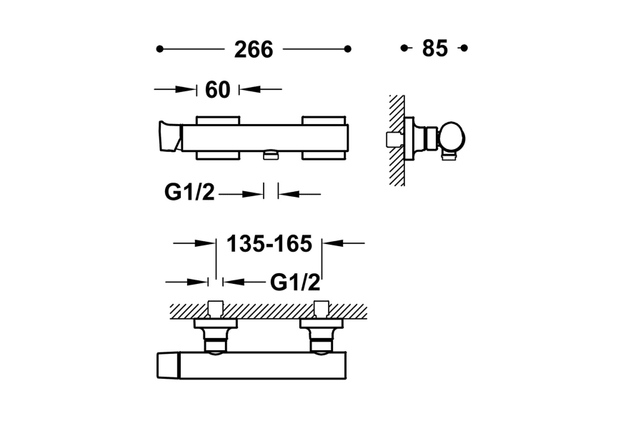 Grifo de ducha Project Tres croquis 11