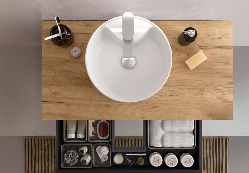 Mueble de baño para lavabo sobre encimera Bequia Salgar detalle 11