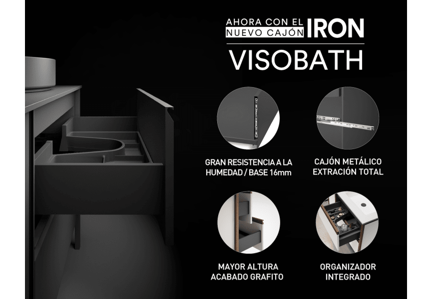 Mueble de baño con encimera MDF Hidrófuga Bari Visobath detalle 10