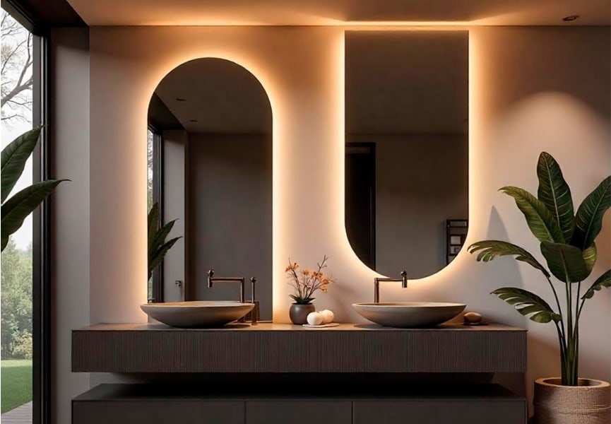 Espejo arco con luz LED Lama Bruntec ambiente 4