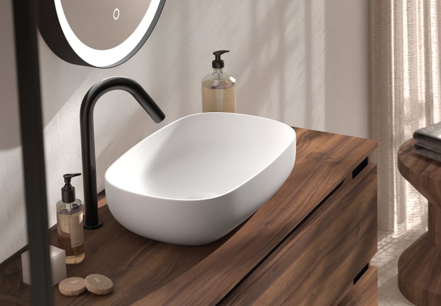 Mueble de baño con encimera MDF Hidrófuga de madera Box Viso detalle 2