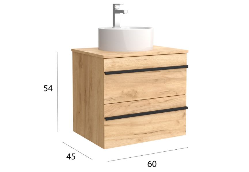 Conjunto mueble de baño con lavabo sobre encimera Born Salgar detalle 4
