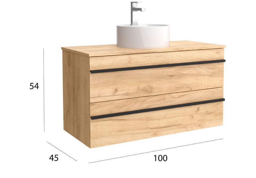 Conjunto mueble de baño con lavabo sobre encimera Born Salgar detalle 6
