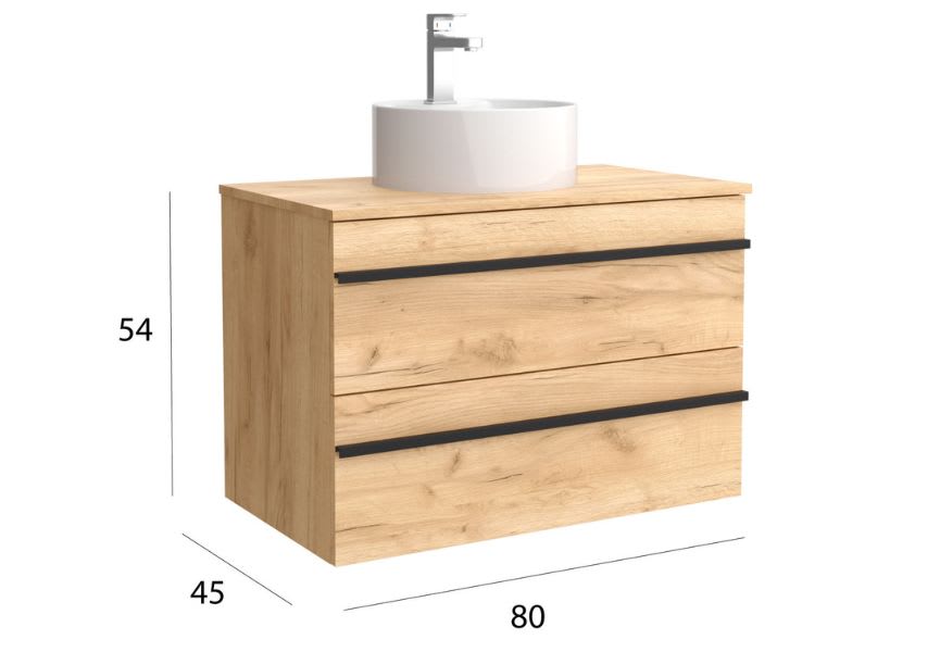 Conjunto mueble de baño con lavabo sobre encimera Born Salgar detalle 5