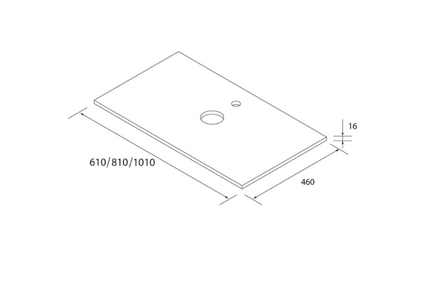 Conjunto mueble de baño con lavabo sobre encimera Born Salgar croquis 10