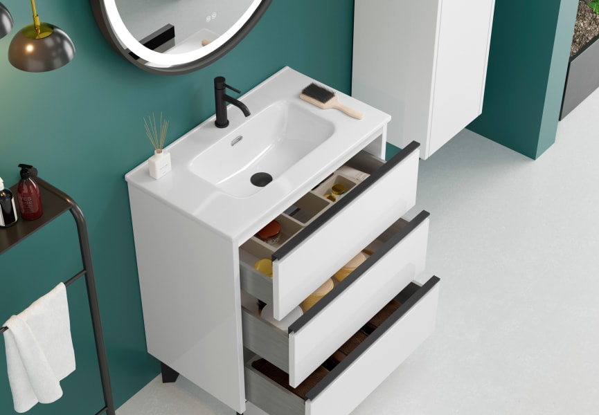 Conjunto mueble de baño fondo reducido 40cm Siena Coycama detalle 2