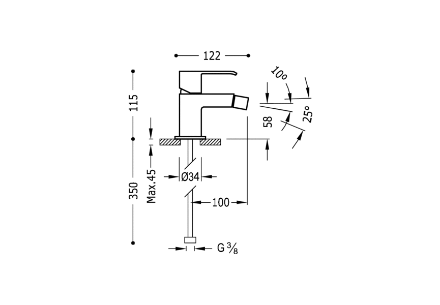 Pack grifo de lavabo + grifo de bidé + conjunto de ducha Cuadro de Tres croquis 6