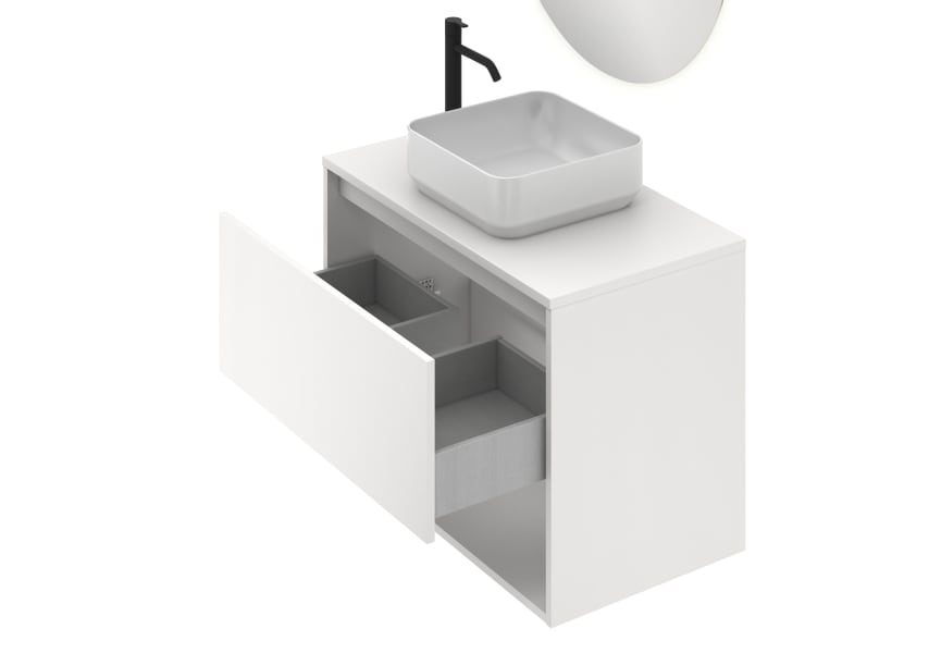 Conjunto mueble de baño con lavabo sobre encimera Niwa Top Amizuva Detalle 6