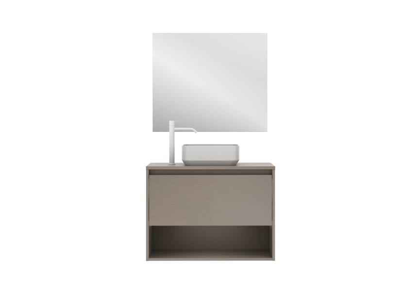 Mueble de baño lavabo sobre encimera - blanco brillo Niwa top Amizuva