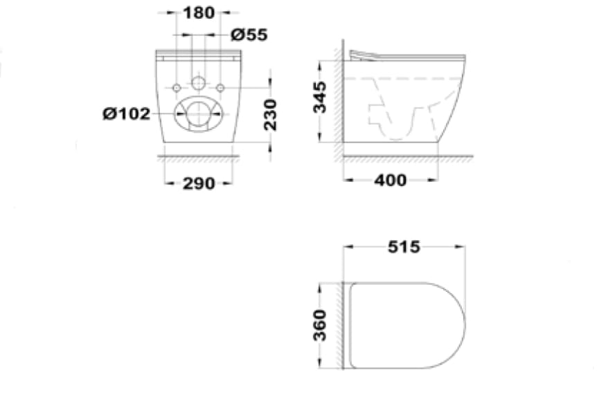 Pack inodoro suspendido + cisterna empotrada + pulsador Manacor Strohm Teka croquis 7