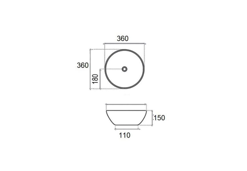 Lavabo sobre encimera Capri XS Bruntec croquis 3