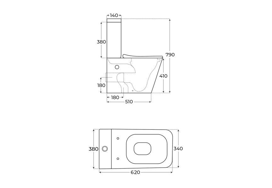 Inodoro compacto Serene Fossil Natura croquis 5