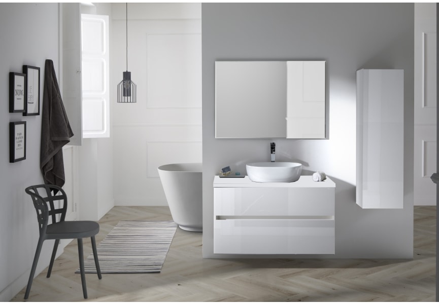 Conjunto mueble de baño con lavabo sobre encimera Glass Line Sanchís principal 1