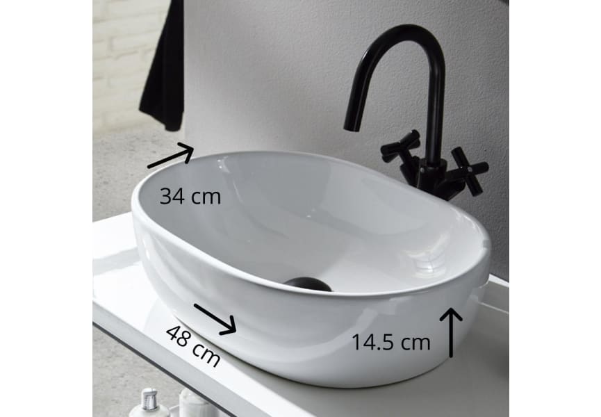 Conjunto mueble de baño con lavabo sobre encimera Glass Line Sanchís croquis 3