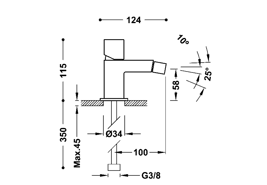 Grifo de bidé Cuadro Tres croquis 1