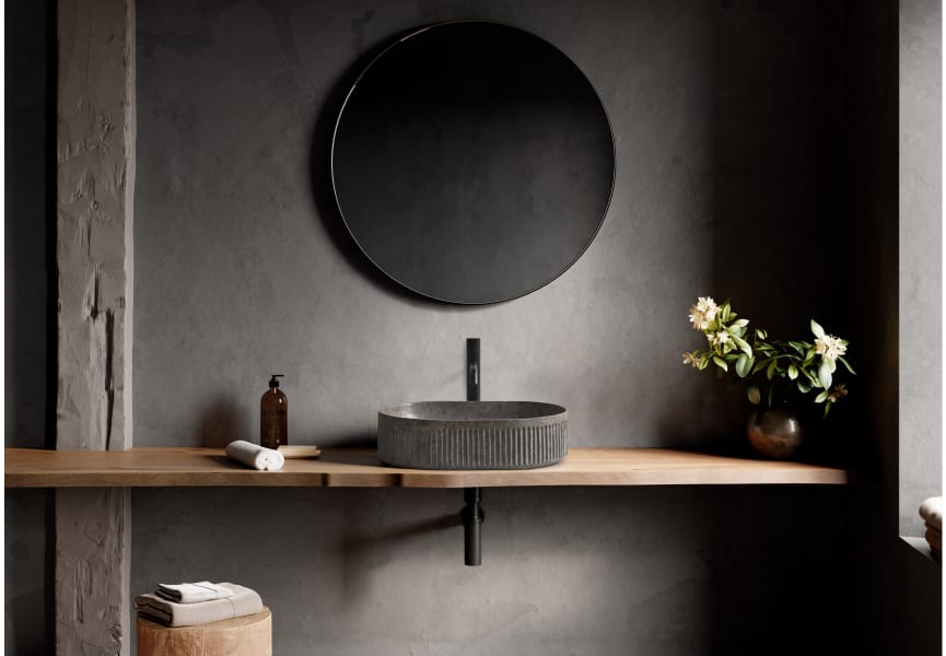 Lavabo sobre encimera Striae Bathco oval ambiente 3