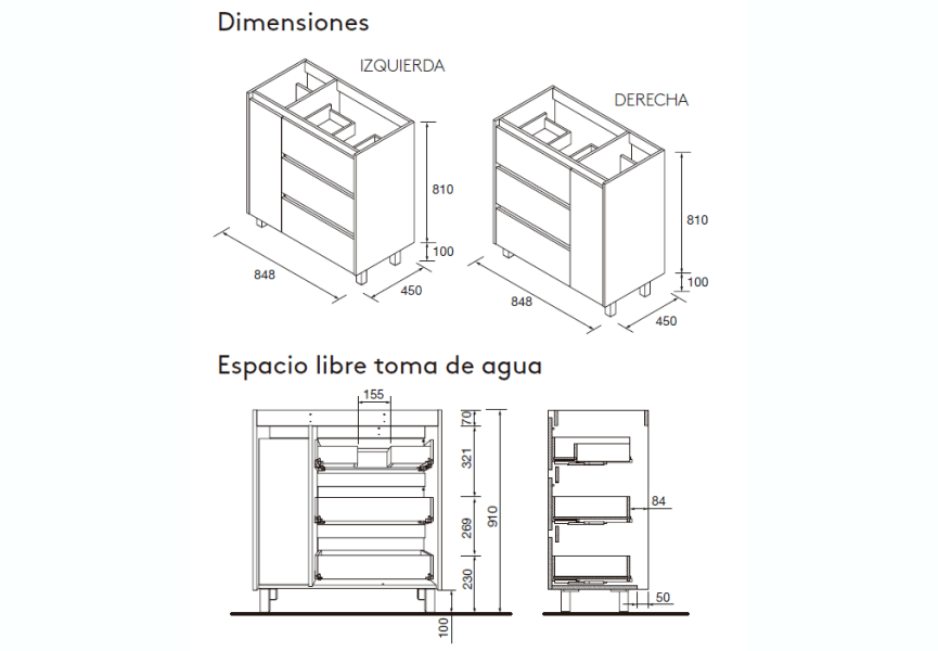 Conjunto mueble de baño Noja Salgar croquis 11