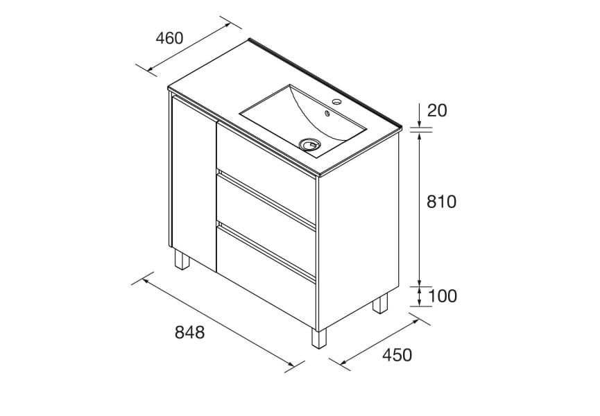 Conjunto mueble de baño Noja Salgar croquis 12