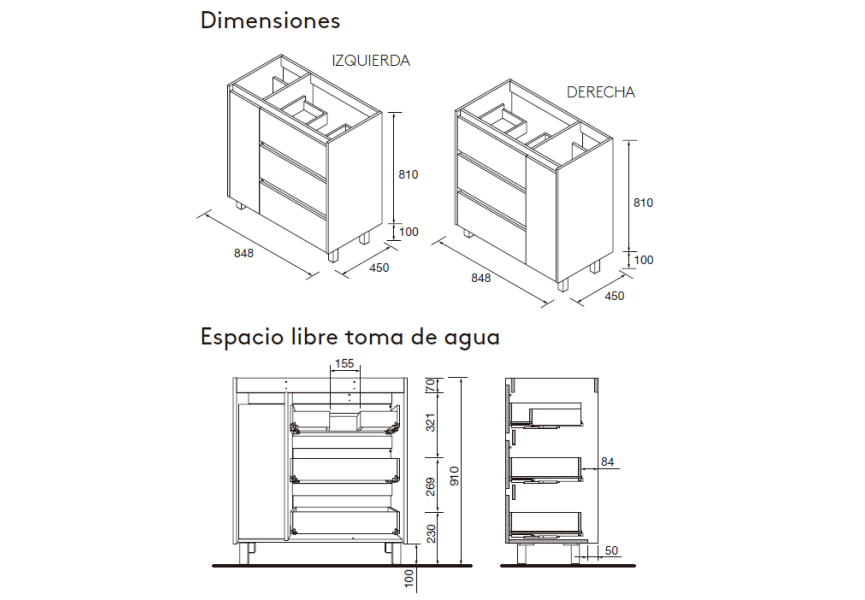 Conjunto mueble de baño Noja Salgar croquis 11