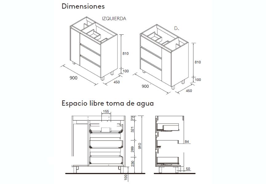 Conjunto mueble de baño Noja Salgar croquis 13