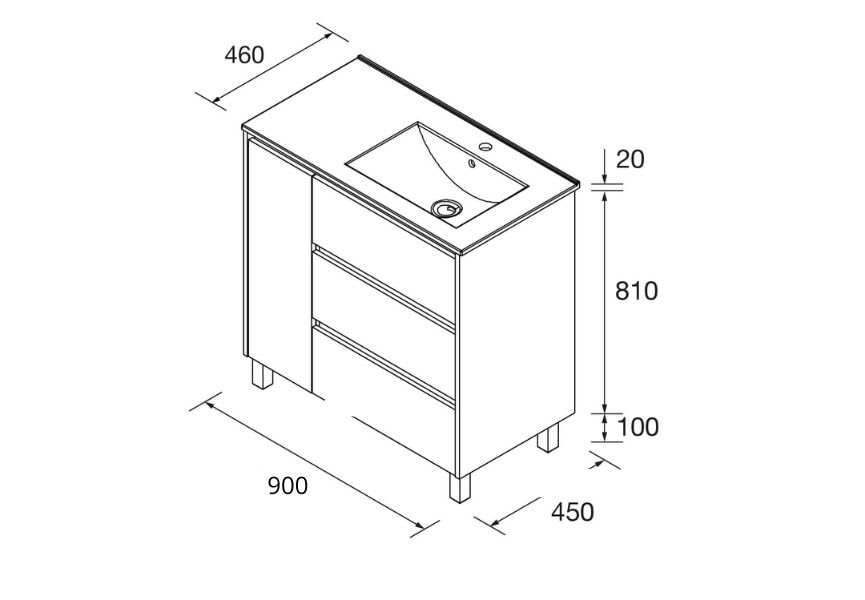 Conjunto mueble de baño Noja Salgar croquis 14