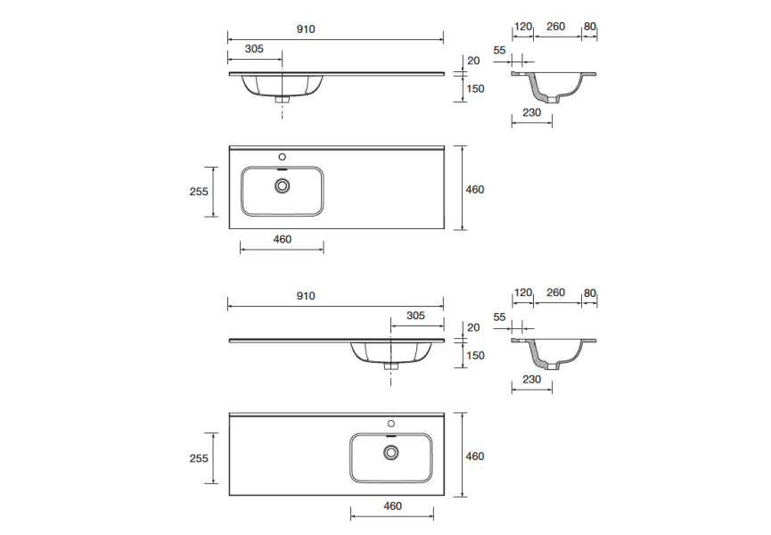 Conjunto mueble de baño Noja Salgar croquis 15