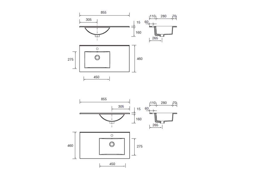 Conjunto mueble de baño Noja Salgar croquis 13