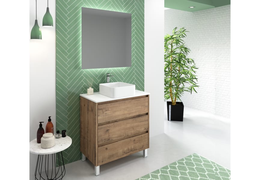 Mueble de baño Boston con patas 3 cajones con tapa de Solid