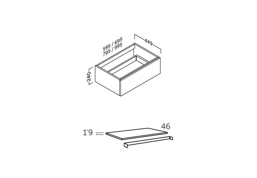 Conjunto mueble de baño con encimera Flow Coycama croquis 4
