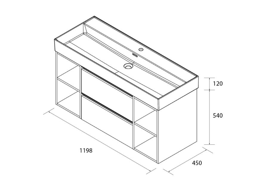 Conjunto mueble de baño Bequia Salgar croquis 13