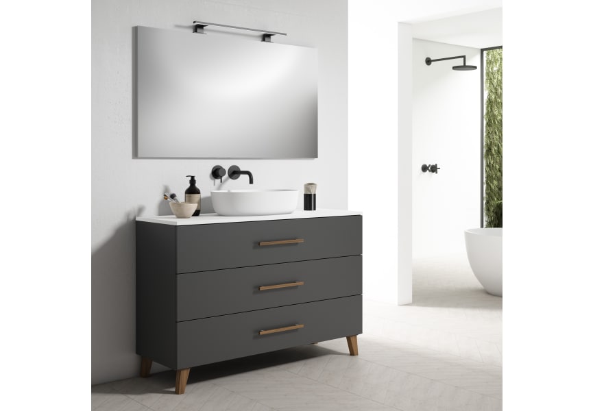 Mueble de baño Boston 2 cajones con encimera de madera Bruntec