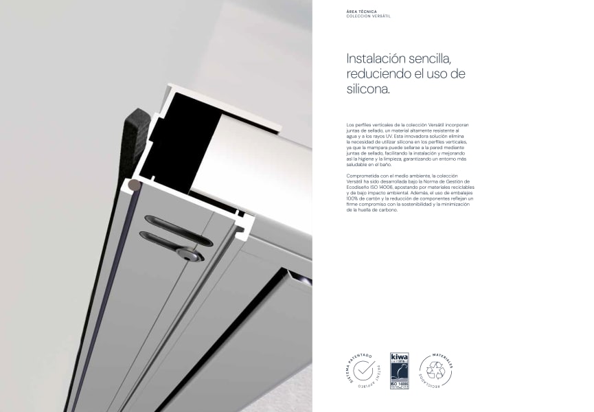 Mampara de ducha Versatil VR Lite 220 Profiltek detalle 5