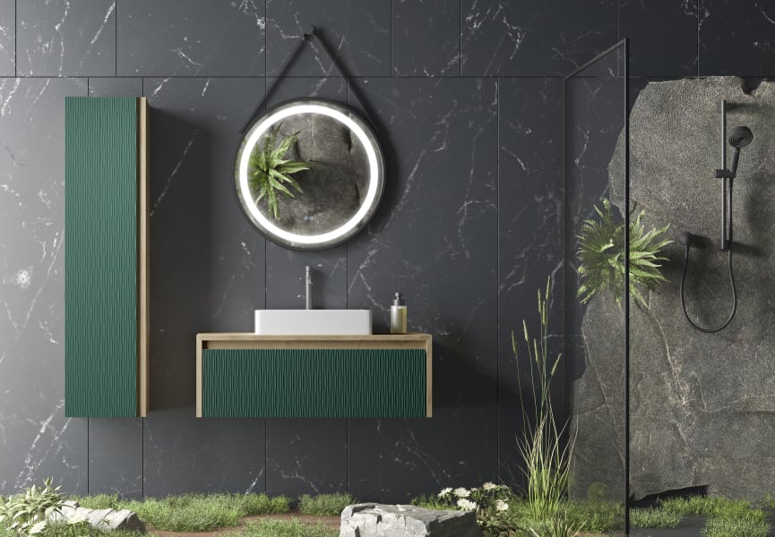 Mueble de baño Lambda con encimera de madera Coycama principal 1
