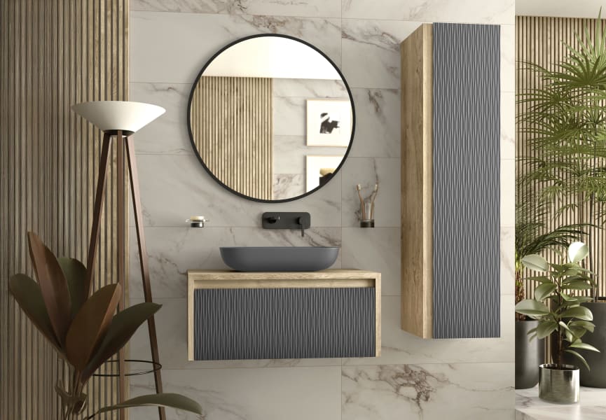 Mueble de baño Lambda con encimera de madera Coycama principal 4